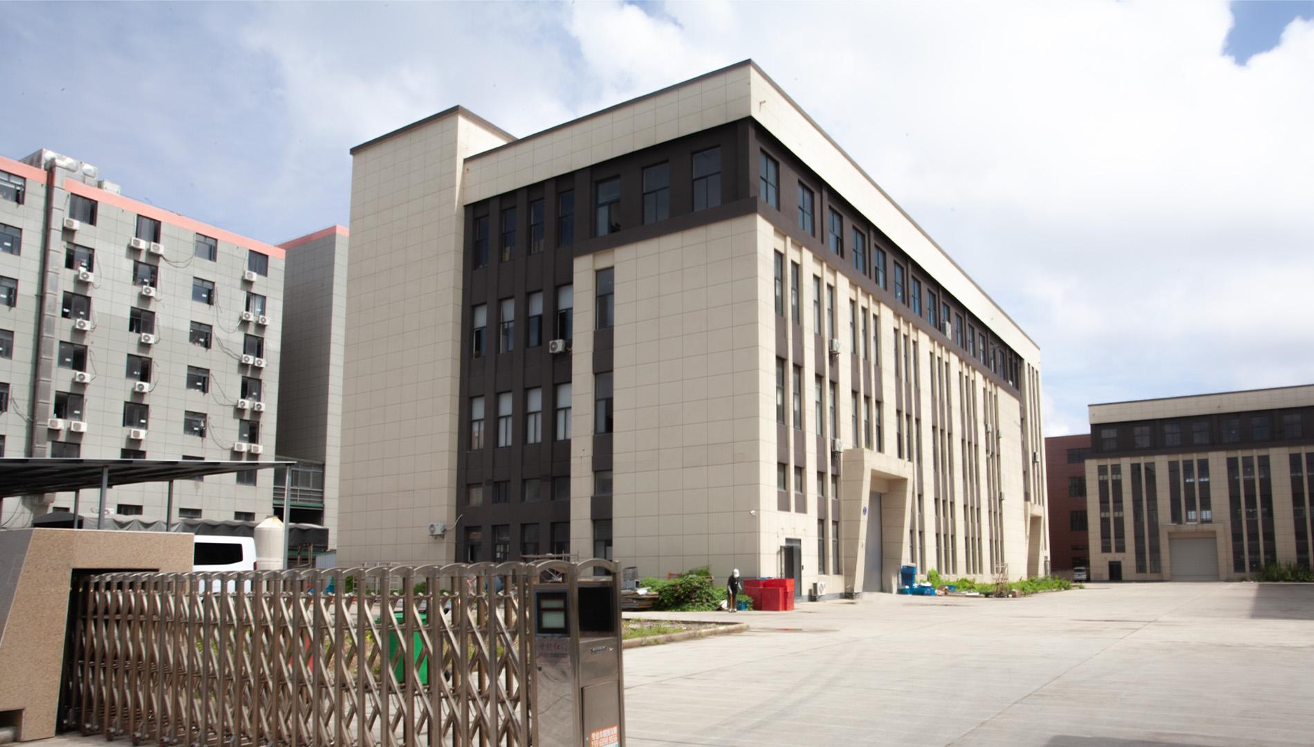 Eureka factory buildings and entrance courtyard in Ningbo, China